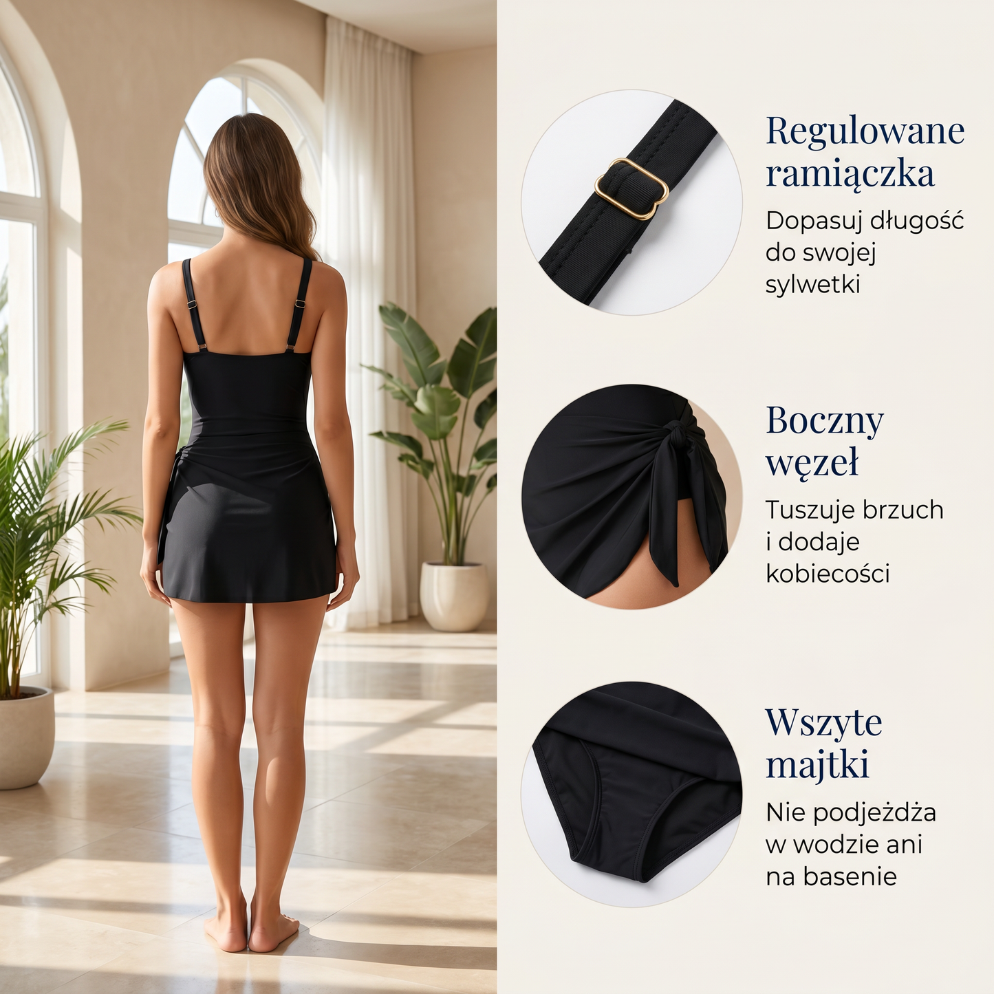 Lumissi™ - Sukienka kąpielowa z węzłem modelująca sylwetkę